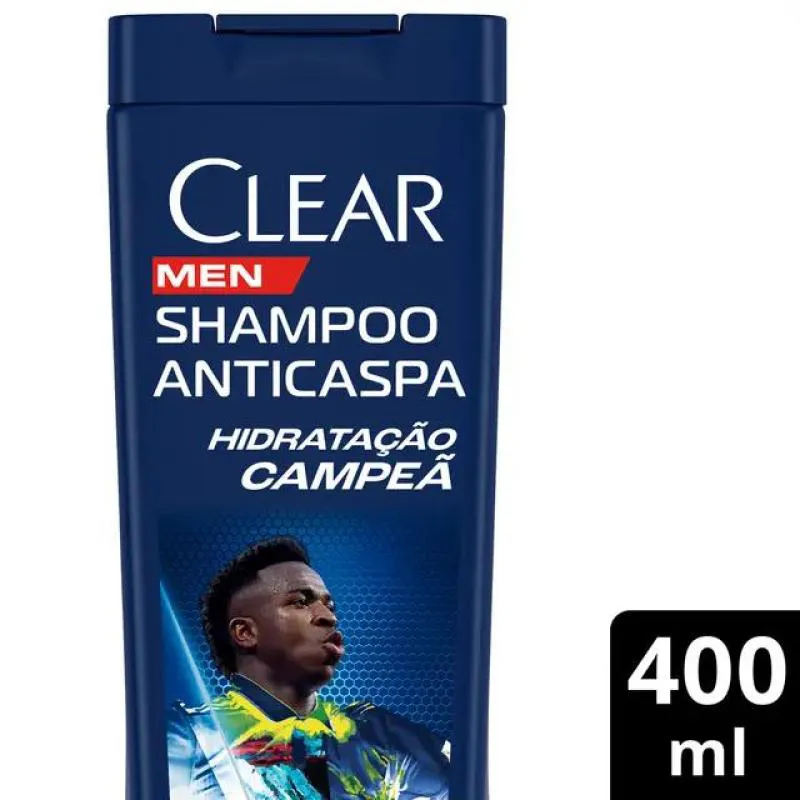 SHAMPOO ANTICASPA CLEAR MEN HIDRATAçãO CAMPEã BY VINI JR 400 ML