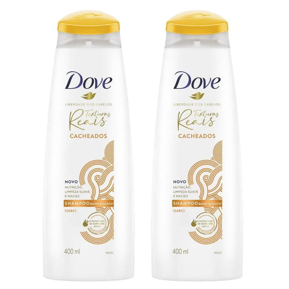 KIT 2 SHAMPOOS BAIXO SULFATO DOVE TEXTURAS REAIS CACHEADOS 400ML