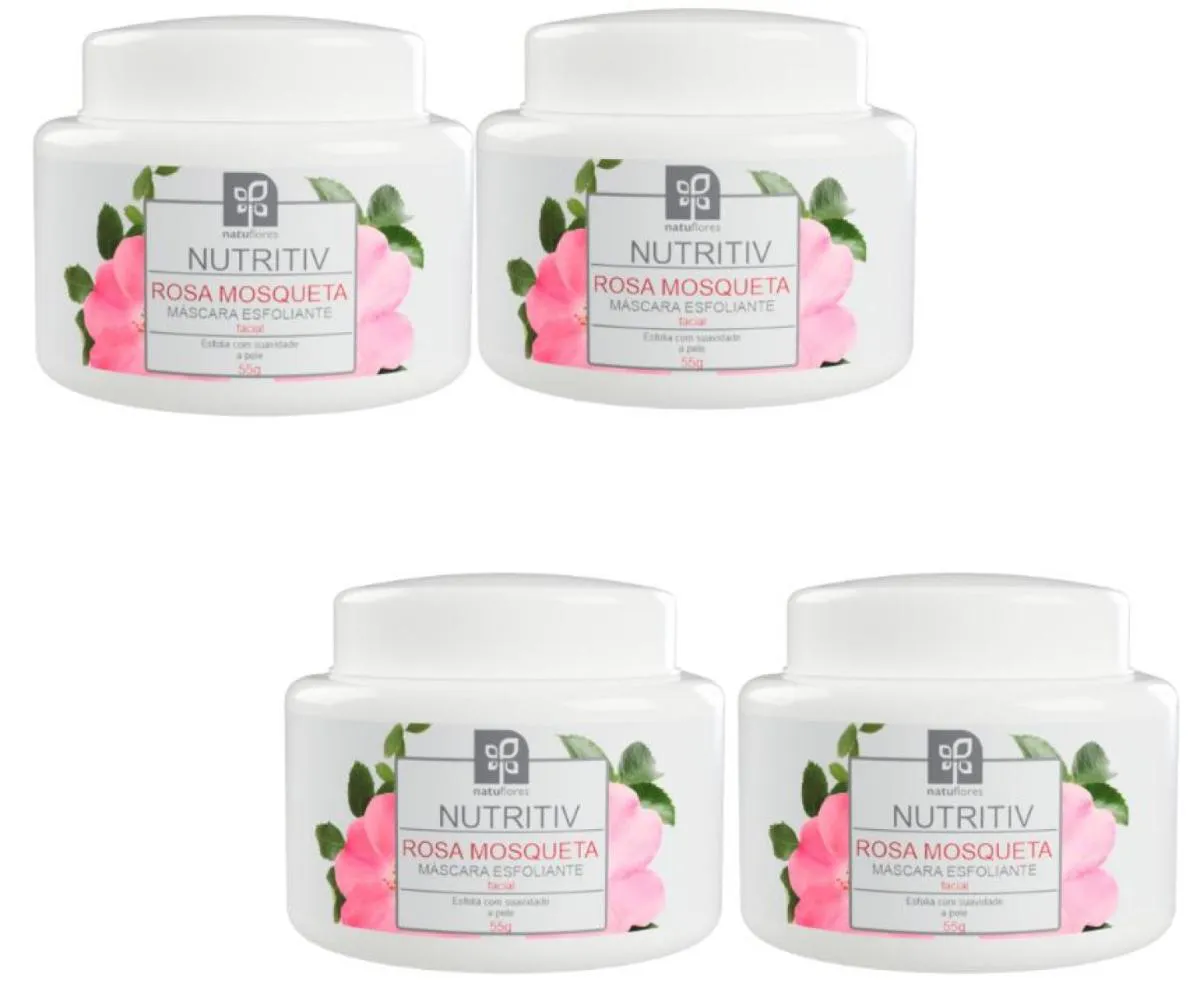 MASCARA ESFOLIANTE FACIAL ROSA MOSQUETA NUTRITIV 55G NATUFLORES KIT 4UND
