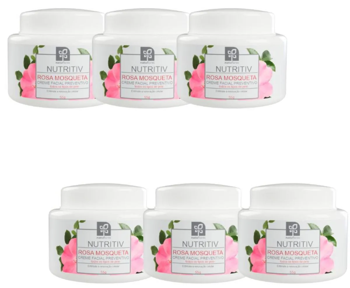 CREME FACIAL PREVENTIVO ROSA MOSQUETA NUTRITIV 55G NATUFLORES KIT 6UND