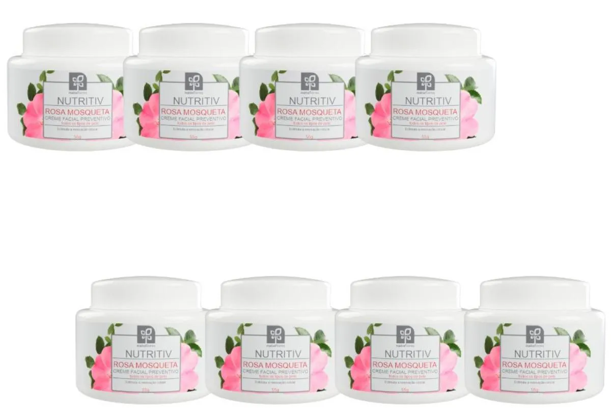 CREME FACIAL PREVENTIVO ROSA MOSQUETA NUTRITIV 55G NATUFLORES KIT 8UND