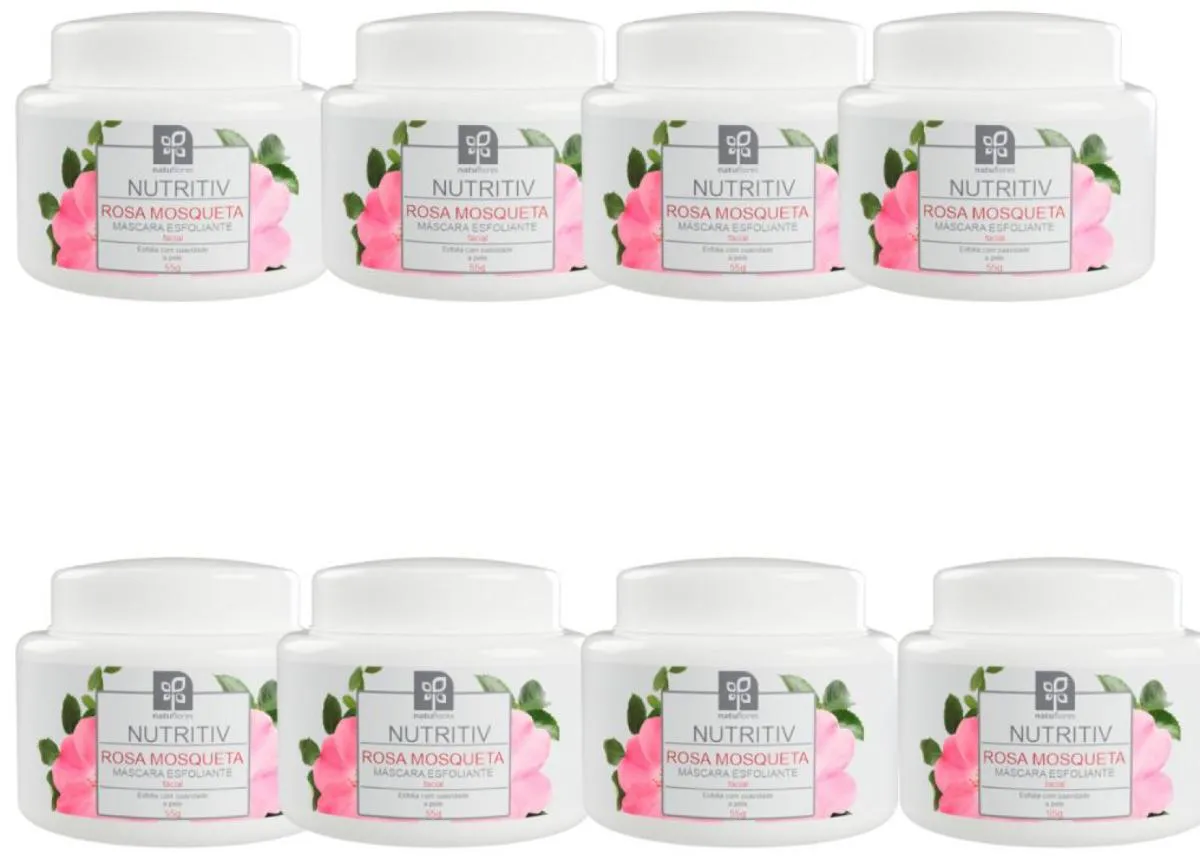 MASCARA ESFOLIANTE FACIAL ROSA MOSQUETA NUTRITIV 55G NATUFLORES KIT 8UND