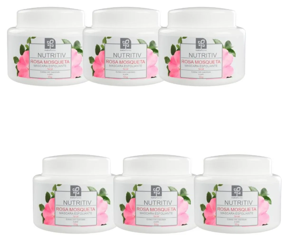 MASCARA ESFOLIANTE FACIAL ROSA MOSQUETA NUTRITIV 55G NATUFLORES KIT 6UND