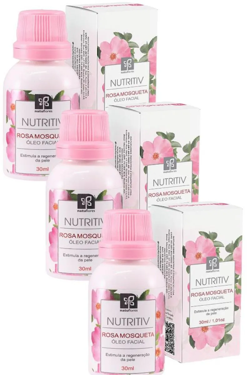 Oleo Facial Rosa Mosqueta Nutritiv 30Ml Natuflores Kit 3Und