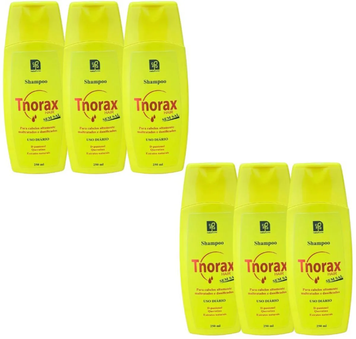 SHAMPOO RESTAURADOR CAPILAR TNORAX SEM SAL 250ML NATUFLORES KIT 6UN