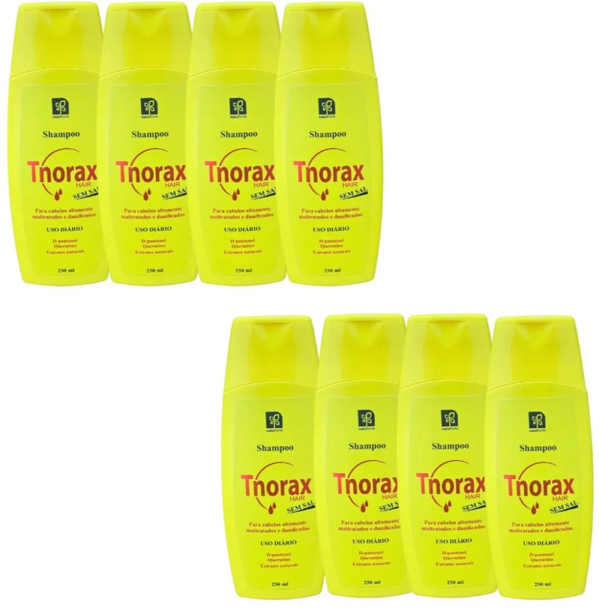 SHAMPOO RESTAURADOR CAPILAR TNORAX SEM SAL 250ML NATUFLORES KIT 8UN