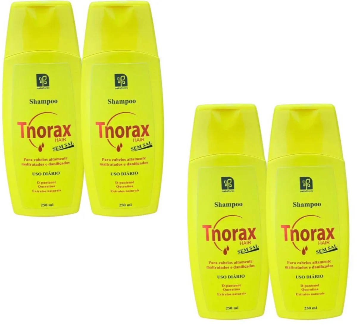 SHAMPOO RESTAURADOR CAPILAR TNORAX SEM SAL 250ML NATUFLORES KIT 4UN