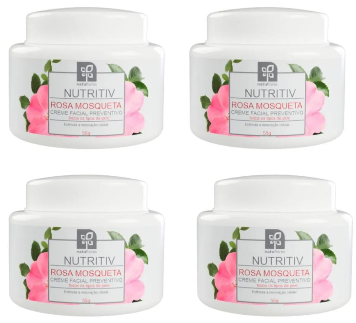 CREME FACIAL PREVENTIVO ROSA MOSQUETA NUTRITIV 55G NATUFLORES KIT 4UND