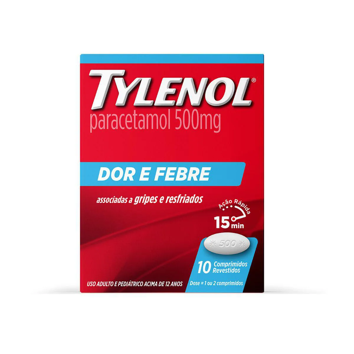 TYLENOL DOR E FEBRE 500MG 10 COMPRIMIDOS 1100956 | Drogasil