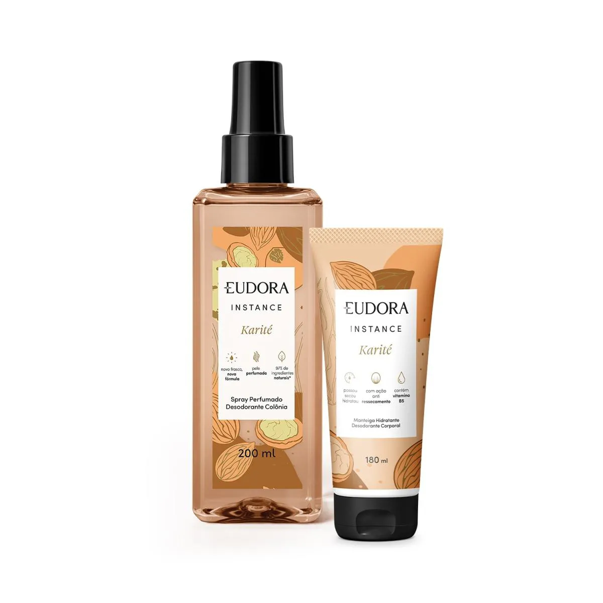 KIT INSTANCE: MANTEIGA HIDRATANTE DESODORANTE CORPORAL 180ML + SPRAY PERFUMADO DESODORANTE COLôNIA 200ML