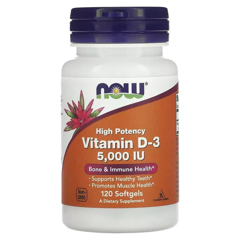 VITAMINA D-3 ALTA POTêNCIA 5.000 UI 120 CáPSULAS SOFTGEL NOW FOODS