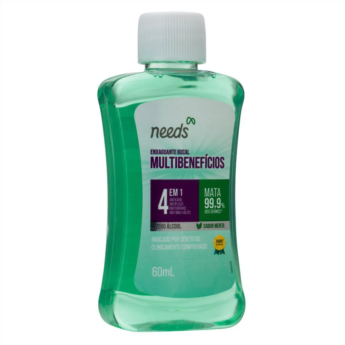 Enxaguante Bucal Needs 4 em 1 Menta Sem Álcool 60ml