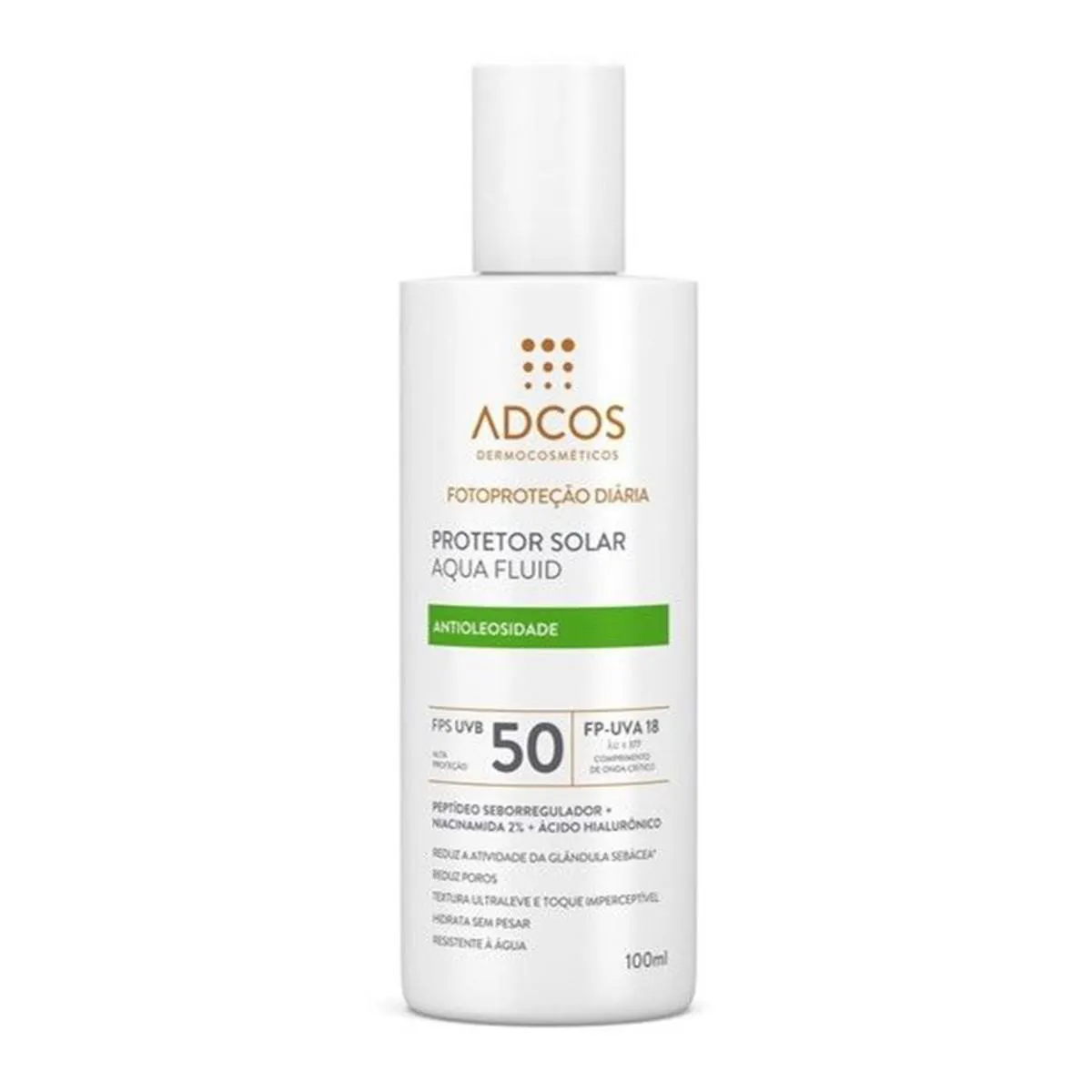 PROTETOR SOLAR FACIAL ADCOS FOTOPROTEçãO DIáRIA ACQUA FLUID FPS50 100ML
