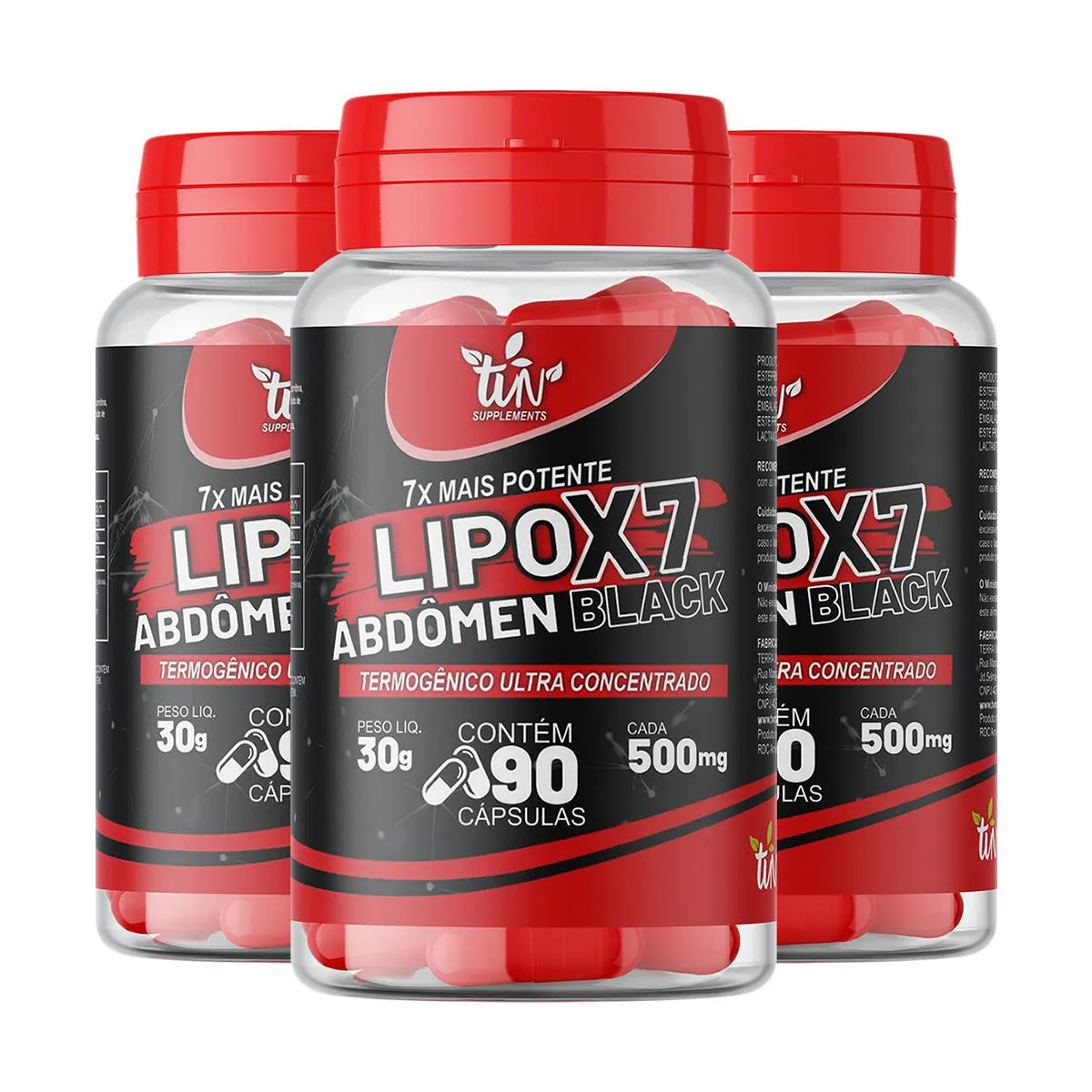 KIT COM 3 LIPOX7 ABDôMEN BLACK TERMOGêNICO ULTRA CONCENTRADO 7X MAIS