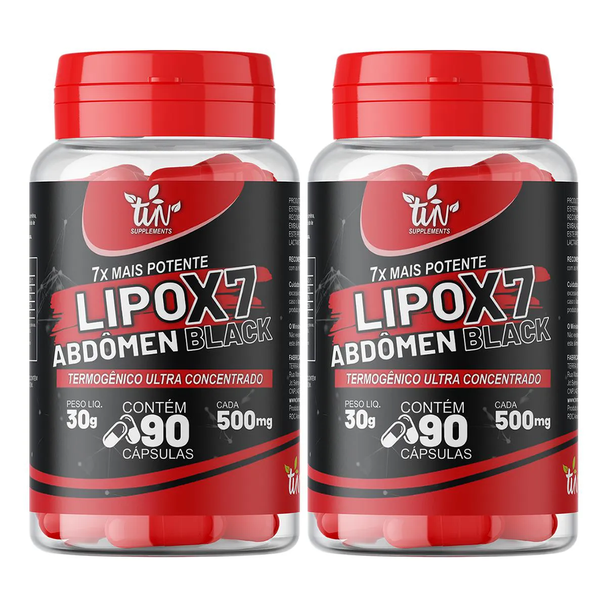 KIT COM 2 LIPOX7 ABDôMEN BLACK TERMOGêNICO ULTRA CONCENTRADO 7X MAIS