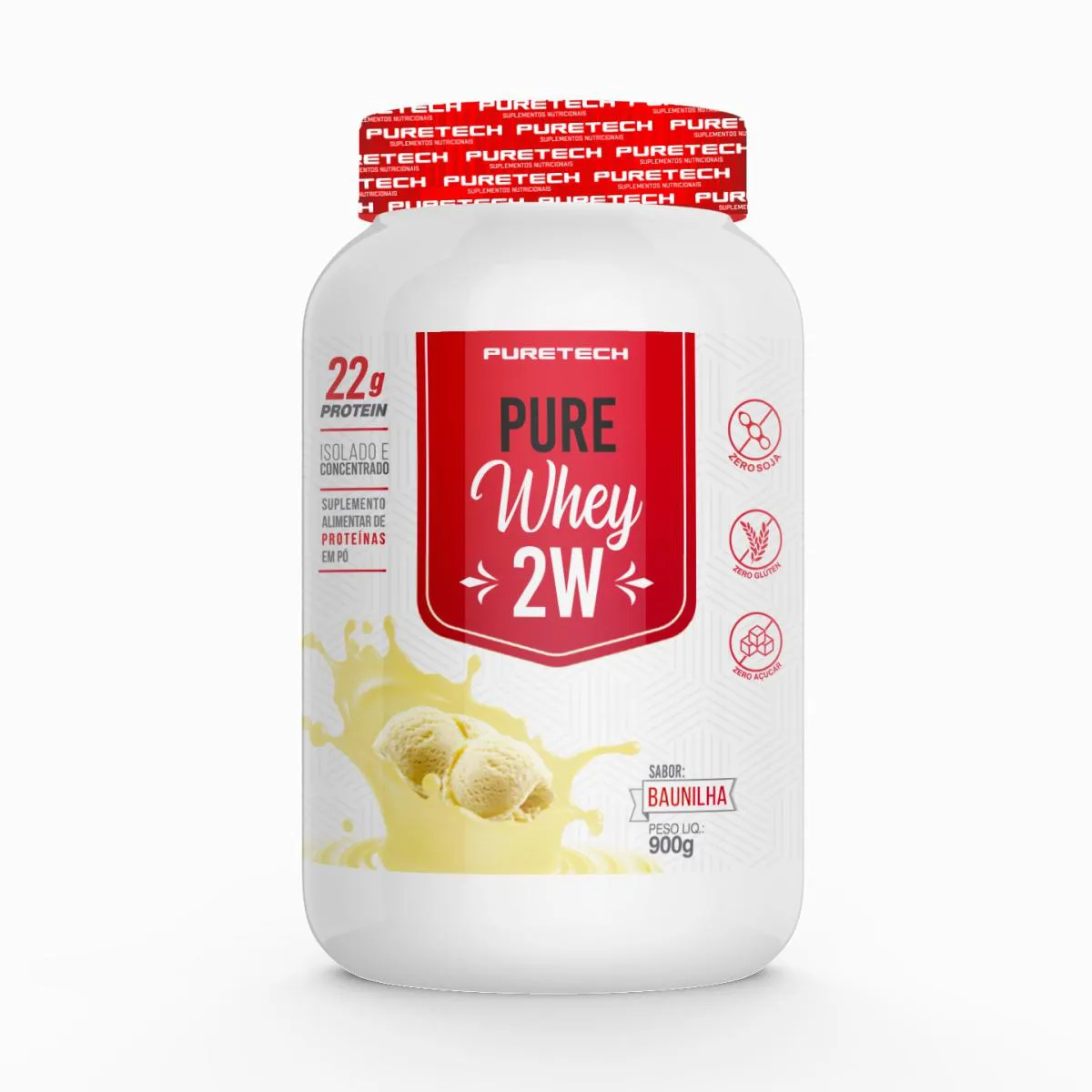 WHEY PROTEIN PURE WHEY 2W 900G PREMIUM - PURETECH Baunilha