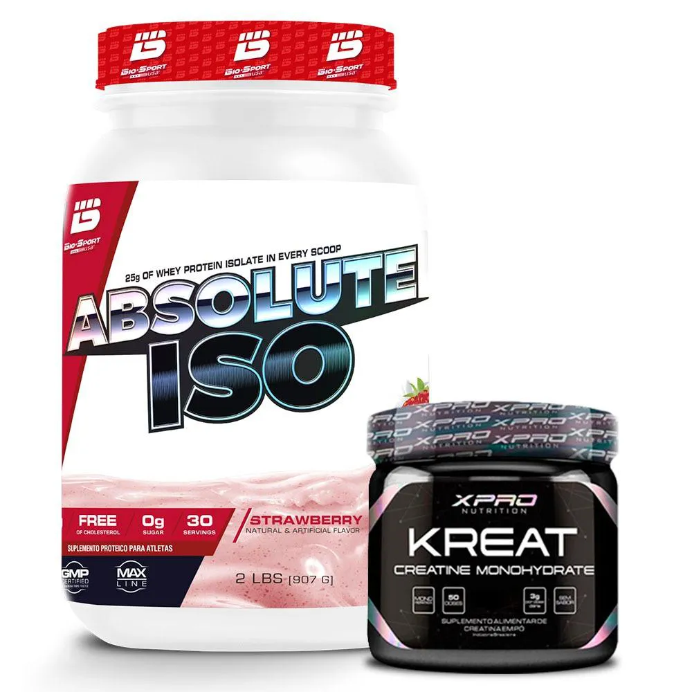 WHEY PROTEIN ABSOLUTE ISO 900G + CREATINA 150G - XPRO NUTRITION Morango