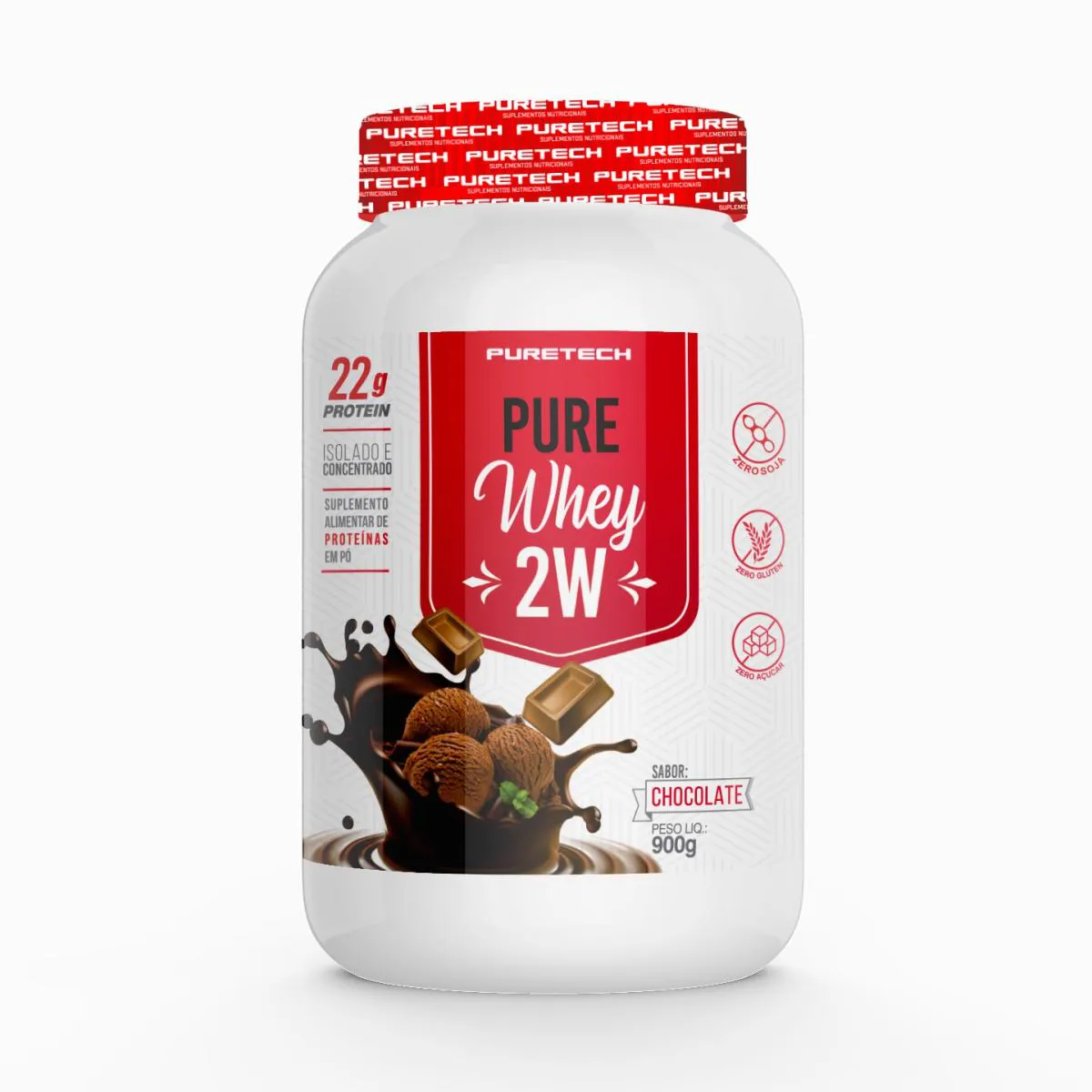 WHEY PROTEIN PURE WHEY 2W 900G PREMIUM - PURETECH Chocolate