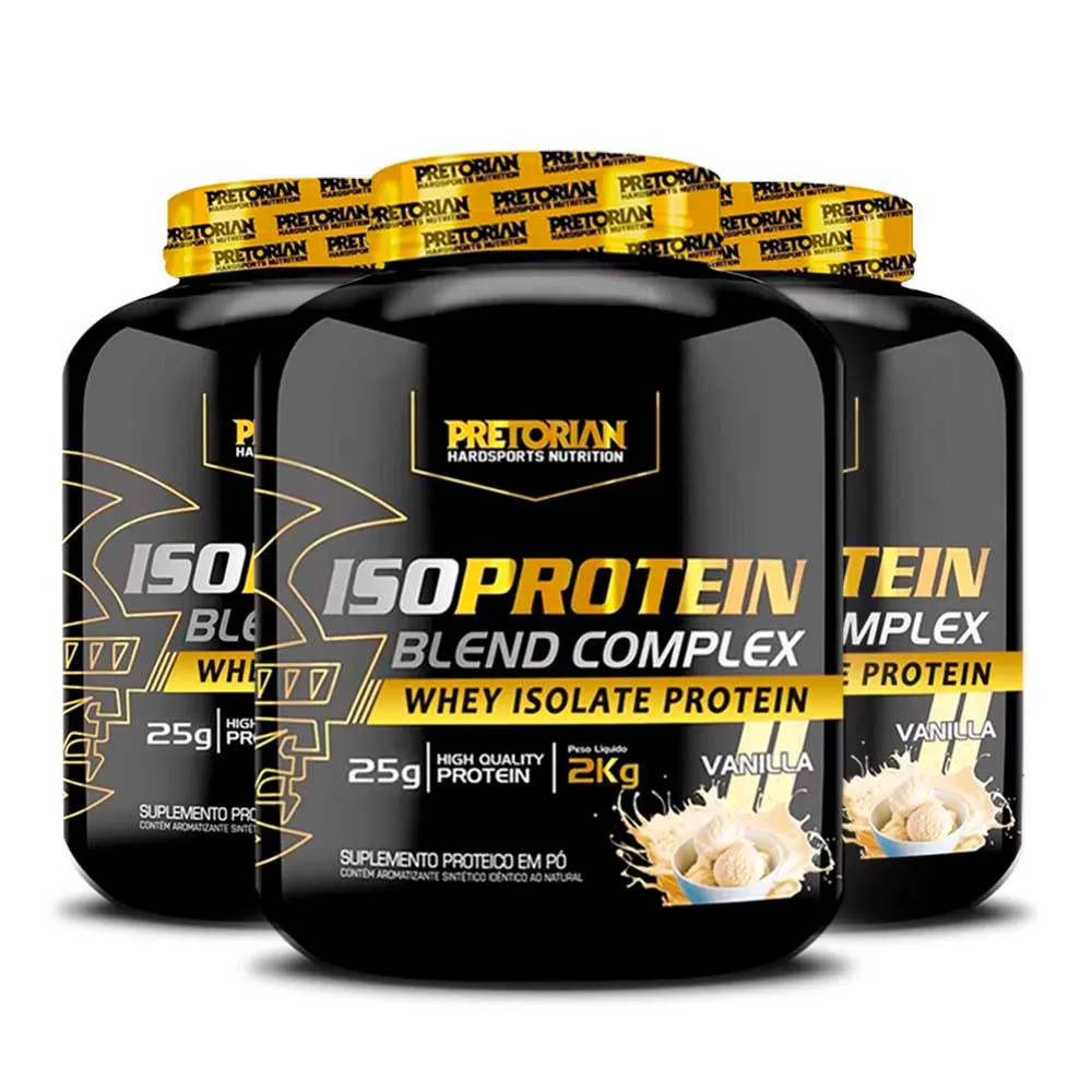 KIT 3X WHEY PROTEIN ISO BLEND COMPLEX   2KG - PRETORIAN Baunilha
