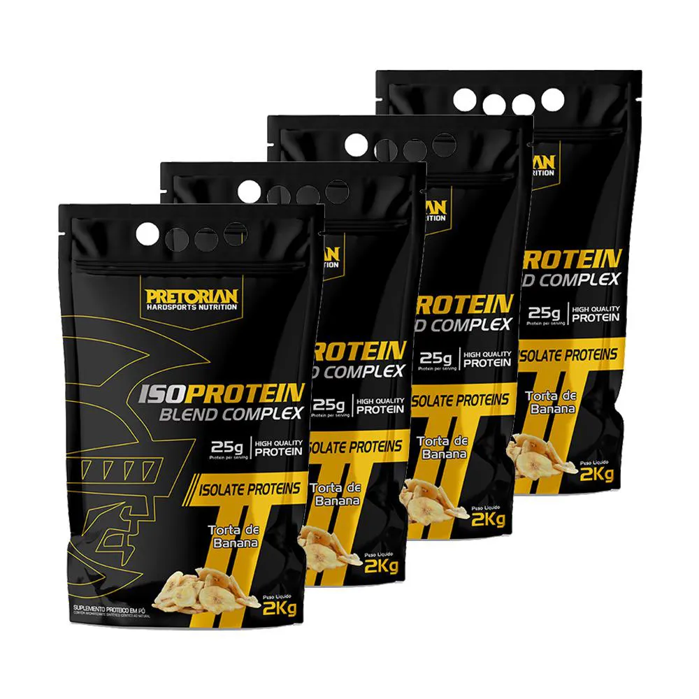 KIT 4X WHEY PROTEIN ISOLADO ISO BLEND COMPLEX 2KG 4 SABORES INCRíVEIS - PRETORIAN Frapê DE Côco