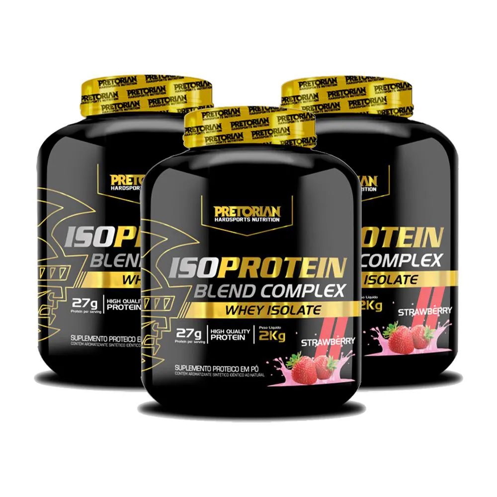KIT 3X WHEY PROTEIN ISO BLEND COMPLEX   2KG - PRETORIAN Morango