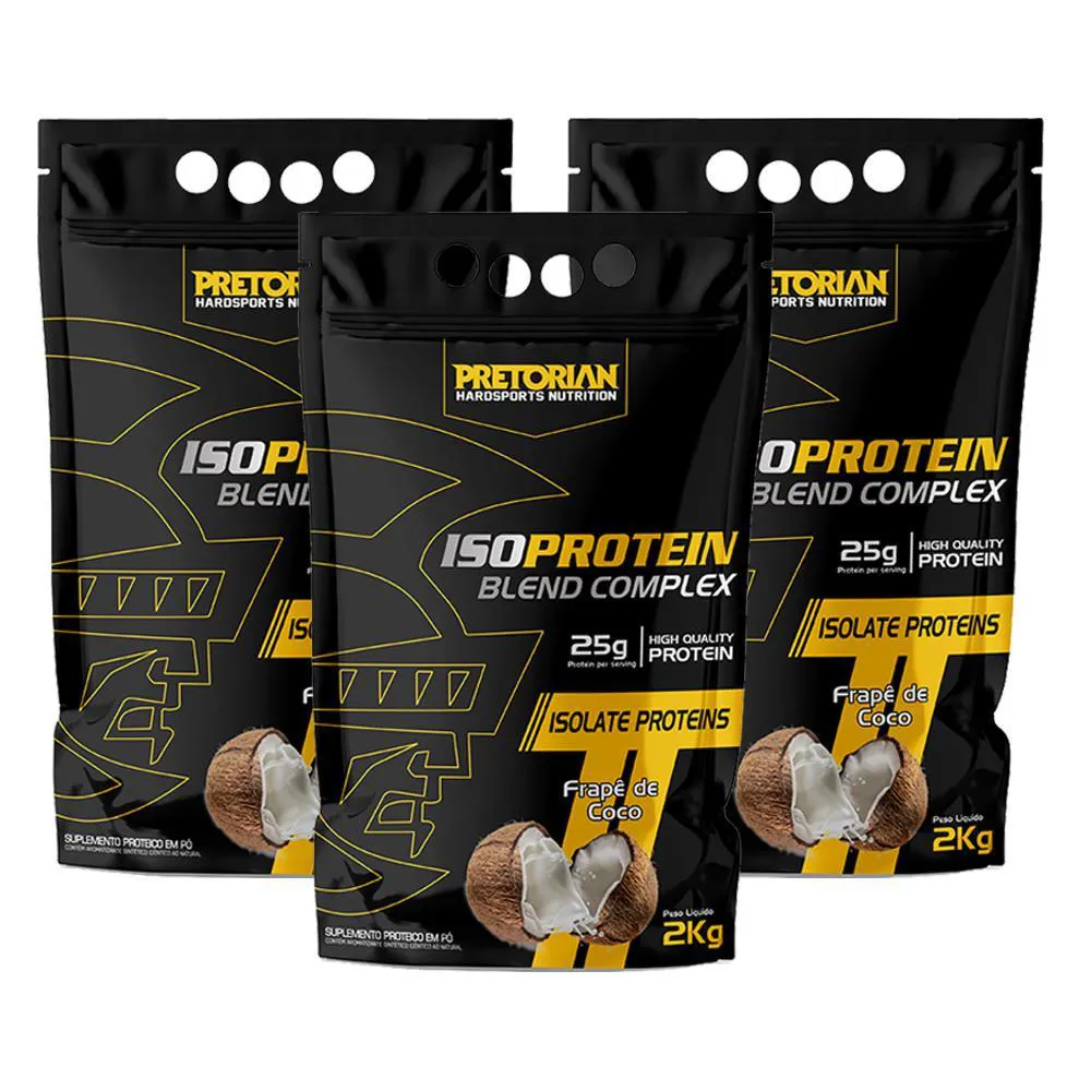 KIT 3X WHEY PROTEIN ISO BLEND COMPLEX   2KG - PRETORIAN Frapê DE Côco