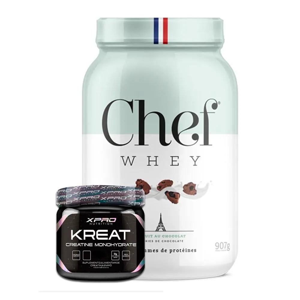 KIT WHEY PROTEIN GOURMET 907G CHEF WHEY + KREAT MONOHIDRATADA 300G XPRO NUTRITION Cookies