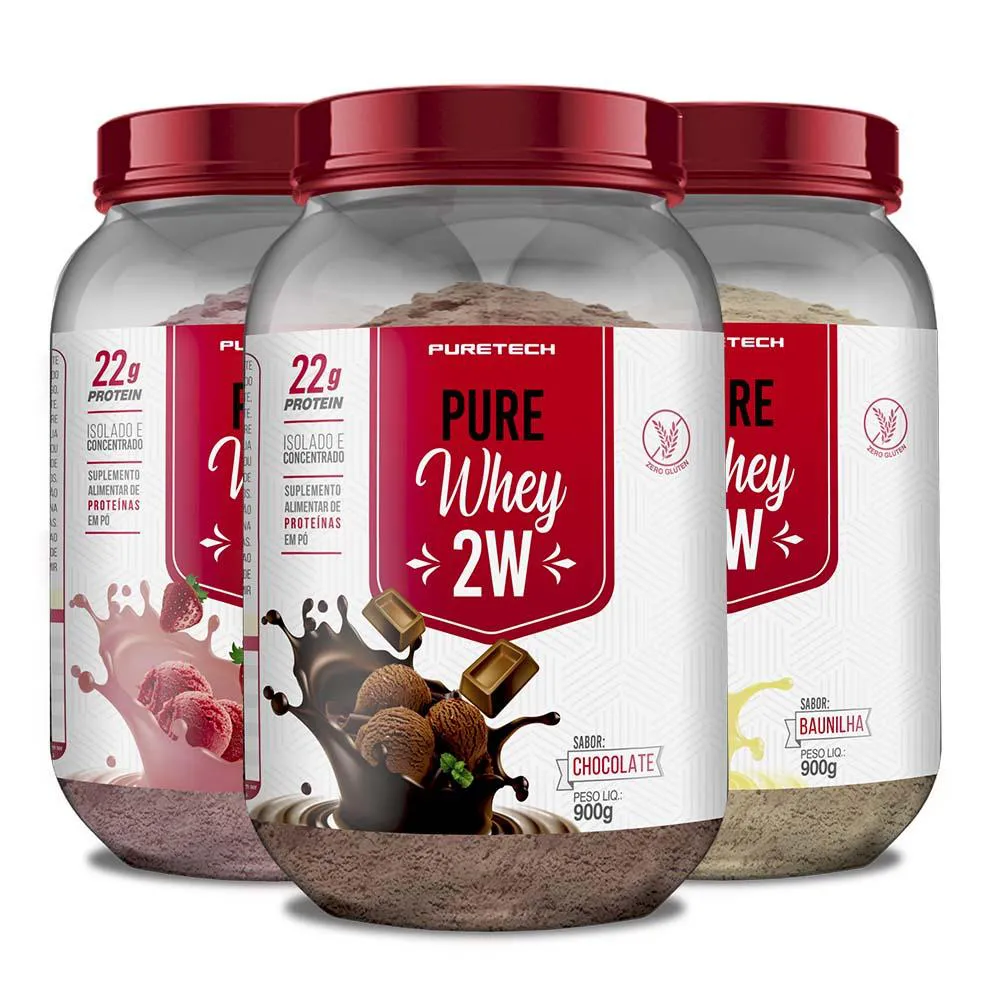 KIT 3X WHEY PROTEIN 2W 900G - PURETECH Napolitano