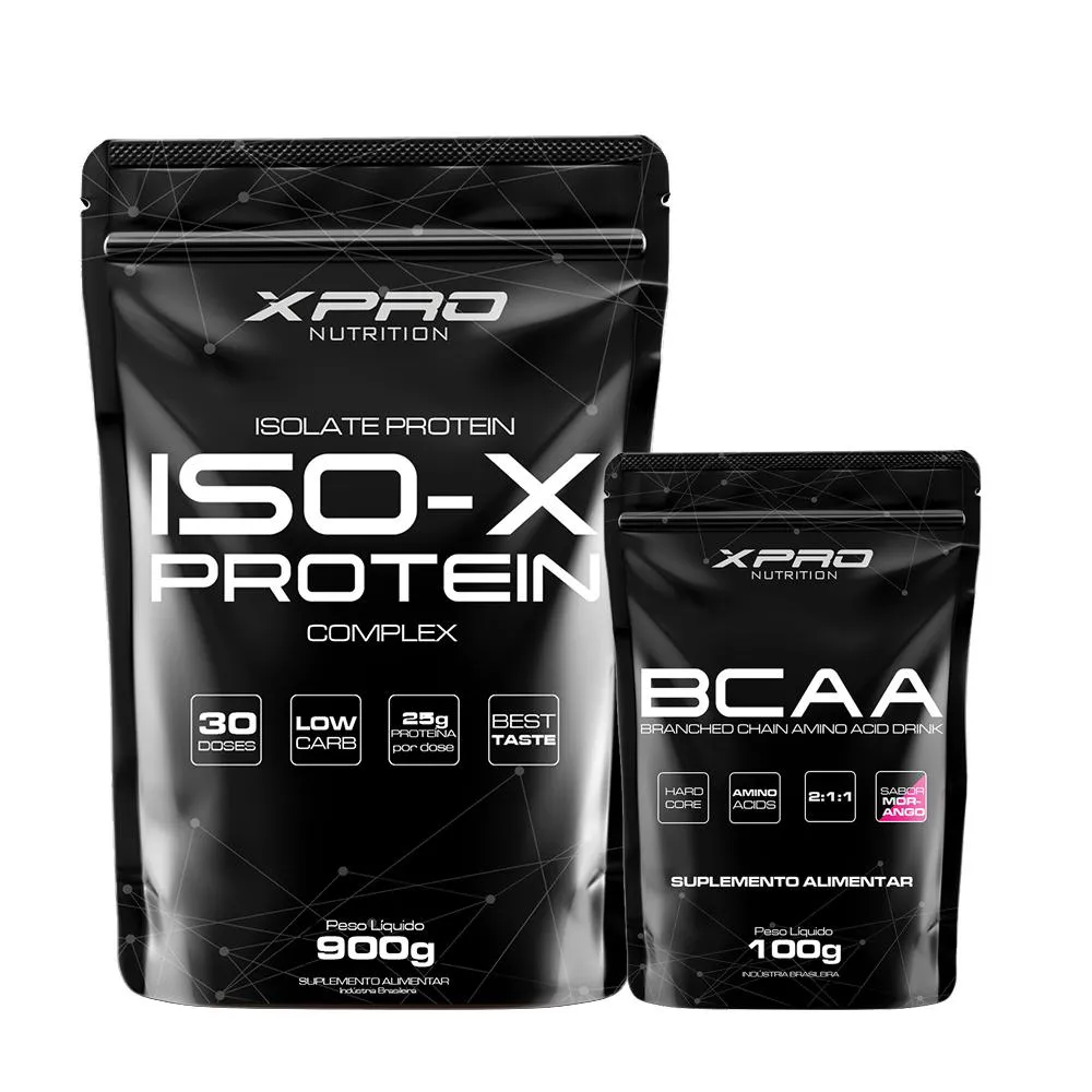KIT WHEY ISO-X - 900G + BCAA DRINK - 100G - XPRO NUTRITION Bolo DE Churros