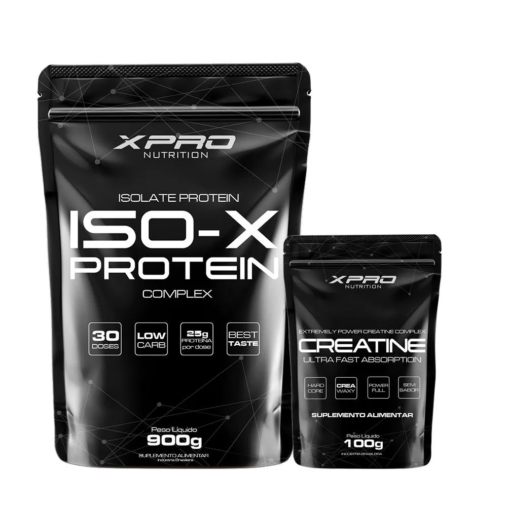 KIT ISO-X - 900G + CREATINA REFIL - 100G - XPRO NUTRITION Pudim DE Caramelo