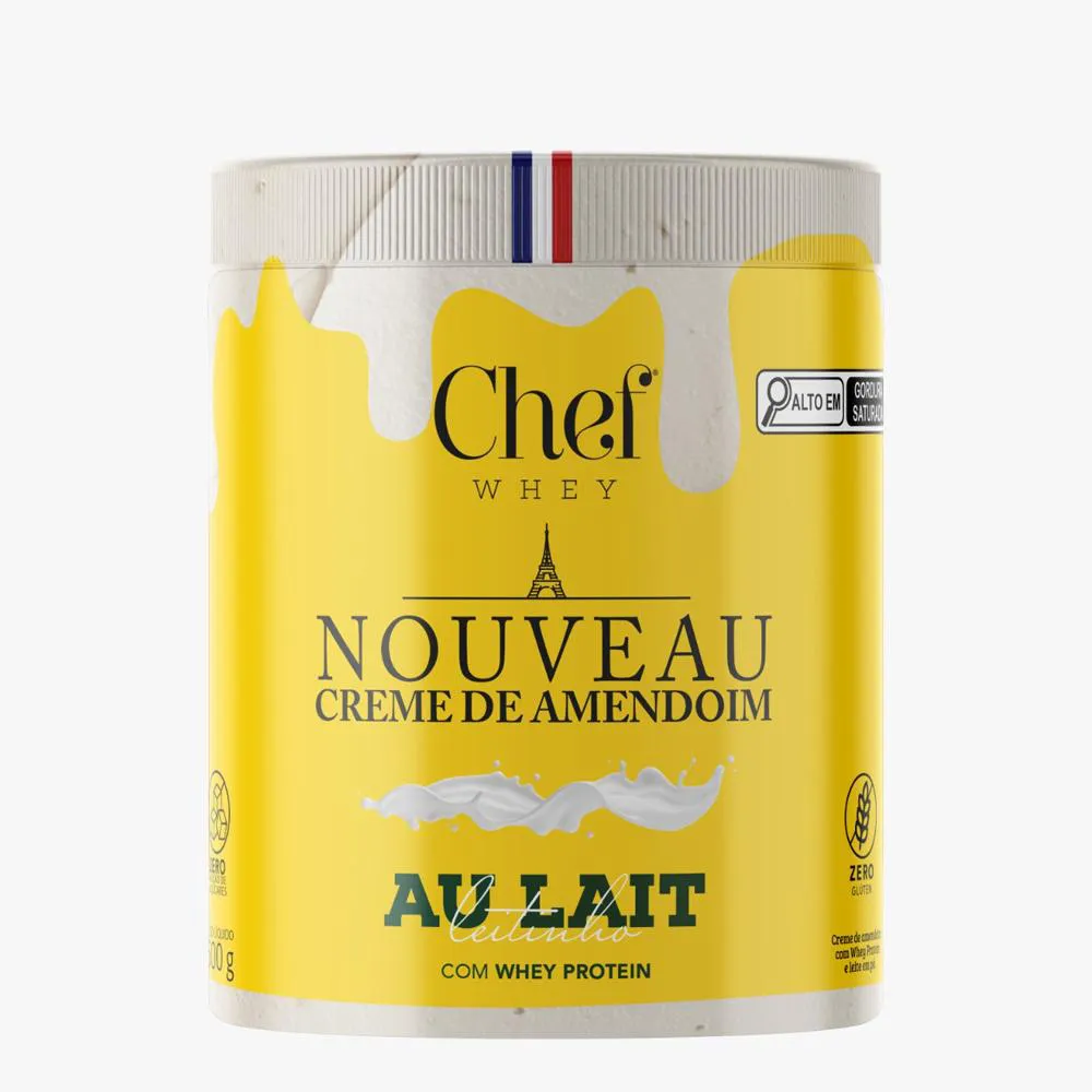 CREME DE AMENDOIM PREMIUM + WHEY PROTEIN 600G - CHEF WHEY AO Leite