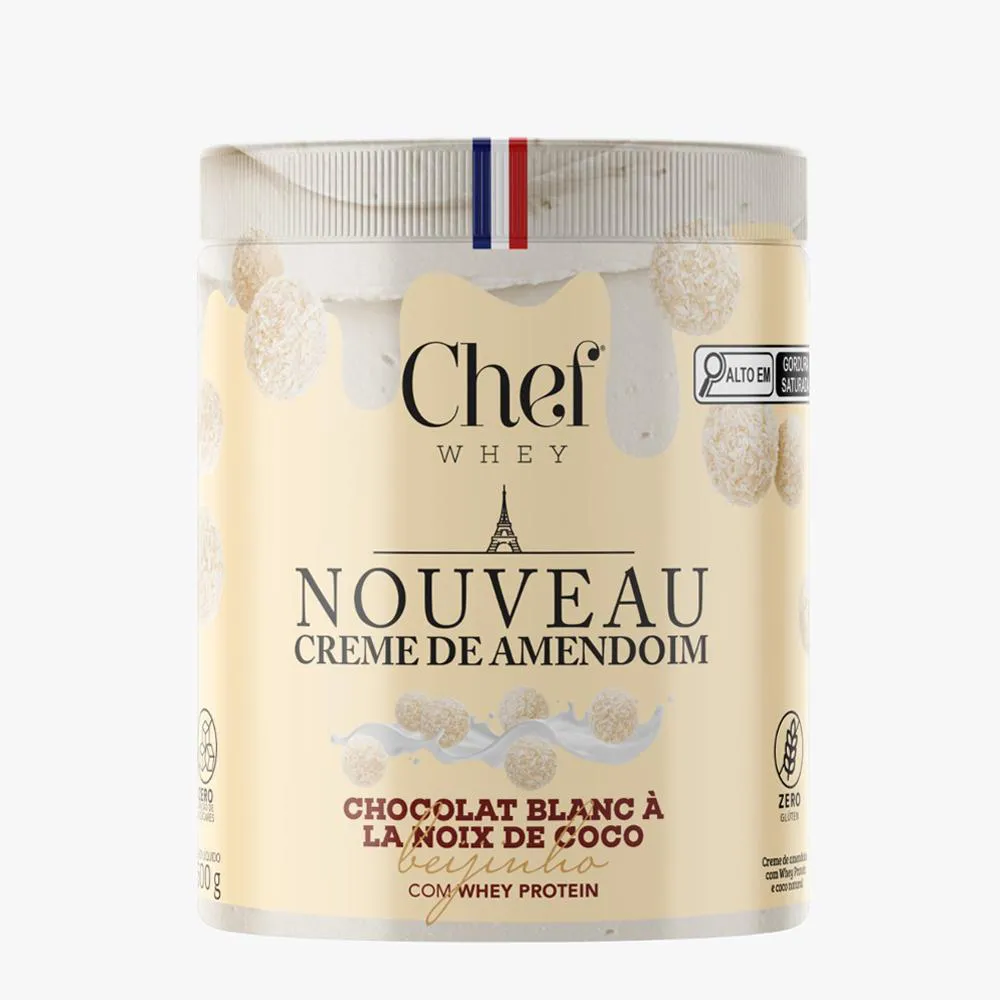 CREME DE AMENDOIM PREMIUM + WHEY PROTEIN 600G - CHEF WHEY Beijinho