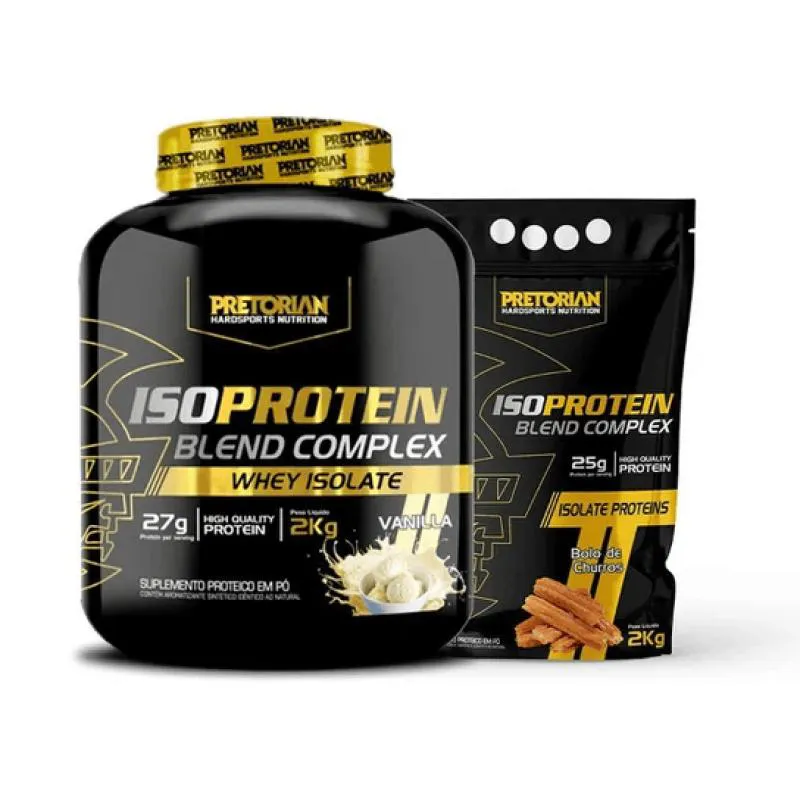 KIT 2X WHEY PROTEIN BLEND COMPLEX ISO 2KG - PRETORIAN Baunilha E Churros