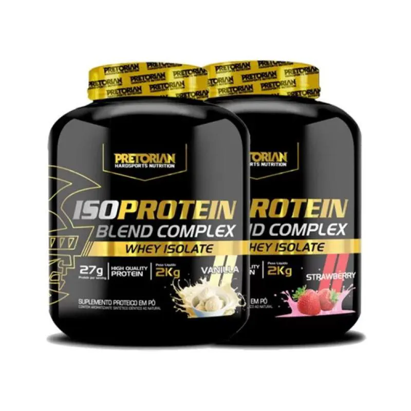 KIT 2X WHEY PROTEIN BLEND COMPLEX ISO 2KG - PRETORIAN Morango E Baunilha