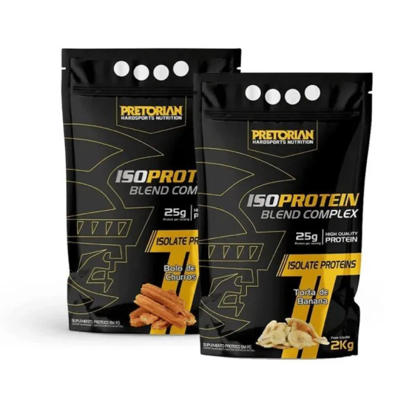 KIT 2X WHEY PROTEIN BLEND COMPLEX ISO 2KG - PRETORIAN Banana E Churros