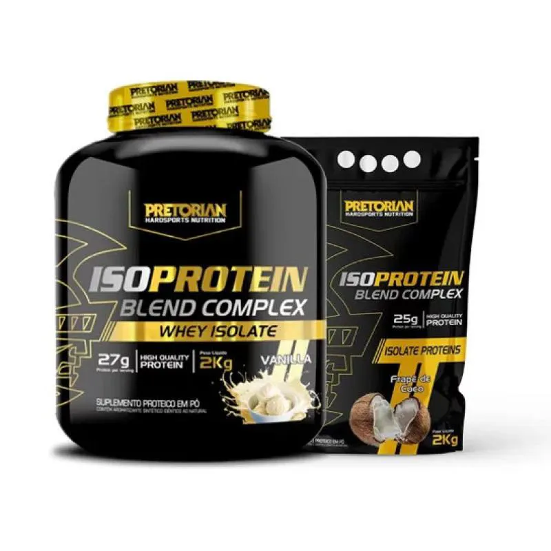KIT 2X WHEY PROTEIN BLEND COMPLEX ISO 2KG - PRETORIAN Coco E Baunilha