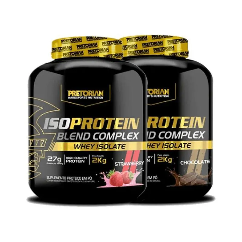 KIT 2 X WHEY PROTEIN COMPLEX ISO BLEND 2KG - PRETORIAN Chocolate E Morango