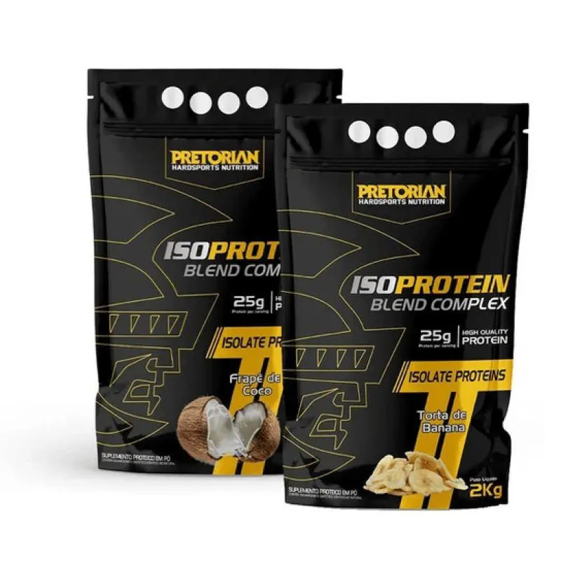 KIT 2X WHEY PROTEIN BLEND COMPLEX ISO 2KG - PRETORIAN Banana E Frapê DE Coco