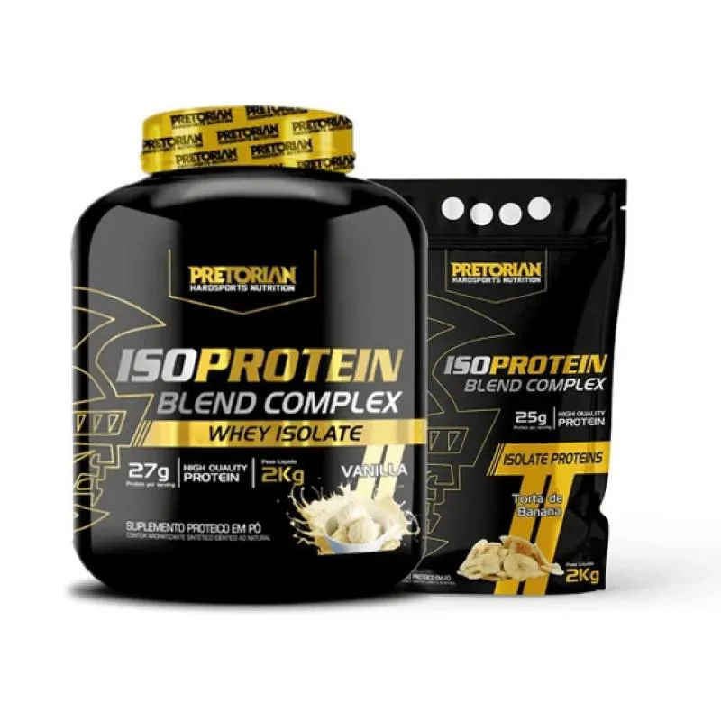KIT 2X WHEY PROTEIN BLEND COMPLEX ISO 2KG - PRETORIAN Banana E Baunilha