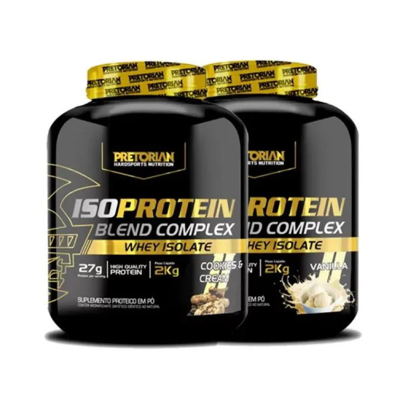 KIT 2X WHEY PROTEIN BLEND COMPLEX ISO 2KG - PRETORIAN Baunilha E Cookies