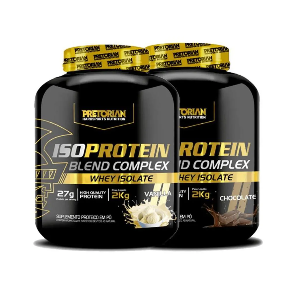 KIT 2 X WHEY PROTEIN COMPLEX ISO BLEND 2KG - PRETORIAN Chocolate E Baunilha