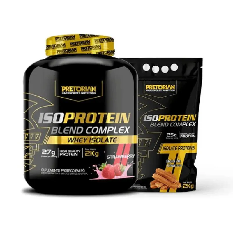 KIT 2X WHEY PROTEIN BLEND COMPLEX ISO 2KG - PRETORIAN Morango E Churros