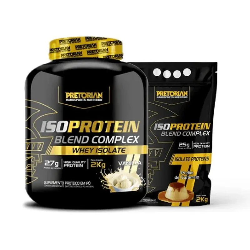 KIT 2X WHEY PROTEIN BLEND COMPLEX ISO 2KG - PRETORIAN Baunilha E Pudim DE Caramelo