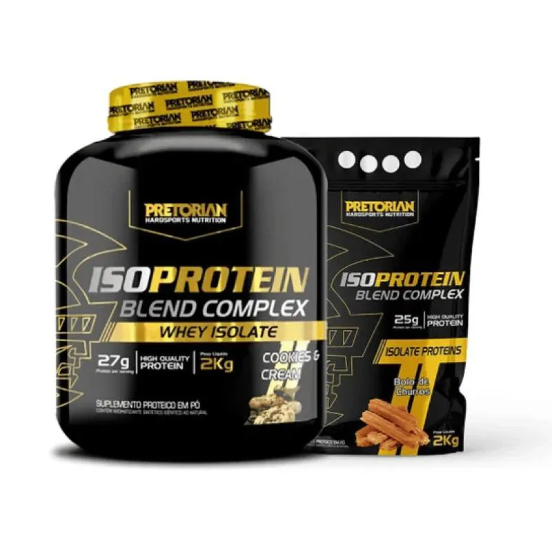 KIT 2X WHEY PROTEIN BLEND COMPLEX ISO 2KG - PRETORIAN Cookies E Churros