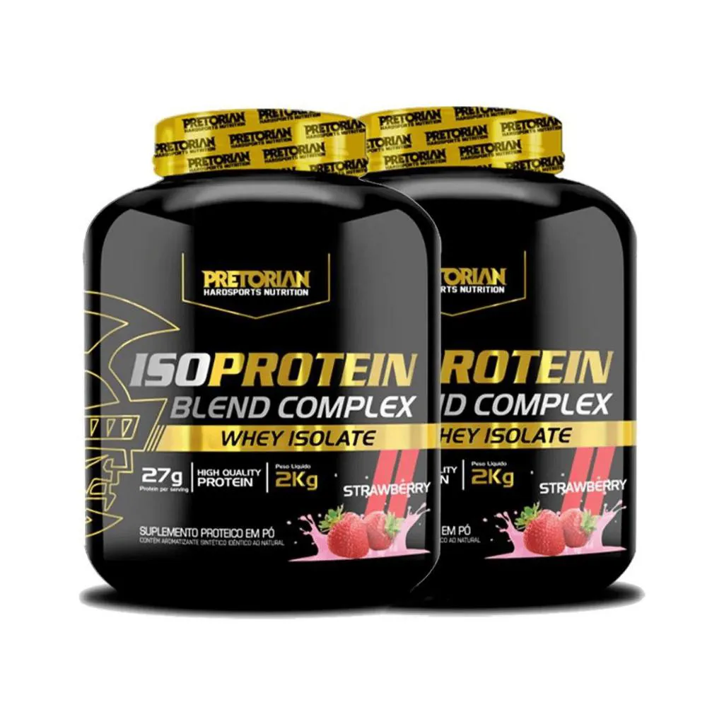 KIT 2X WHEY PROTEIN BLEND COMPLEX ISO 2KG - PRETORIAN Morango