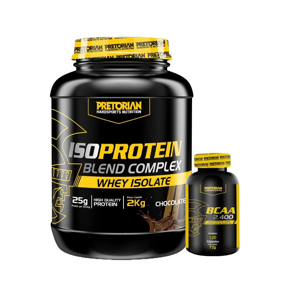 KIT ISO PROTEIN BLEND 2KG + BCAA 2400 120 CáPS - PRETORIAN Chocolate