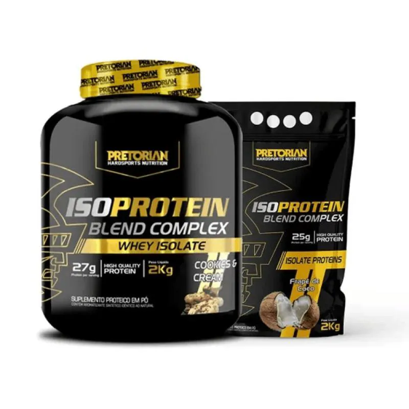 KIT 2 X WHEY PROTEIN COMPLEX ISO BLEND 2KG - PRETORIAN Frapê DE Coco E Cookies