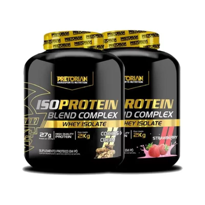 KIT 2 X WHEY PROTEIN COMPLEX ISO BLEND 2KG - PRETORIAN Morango E Cookies