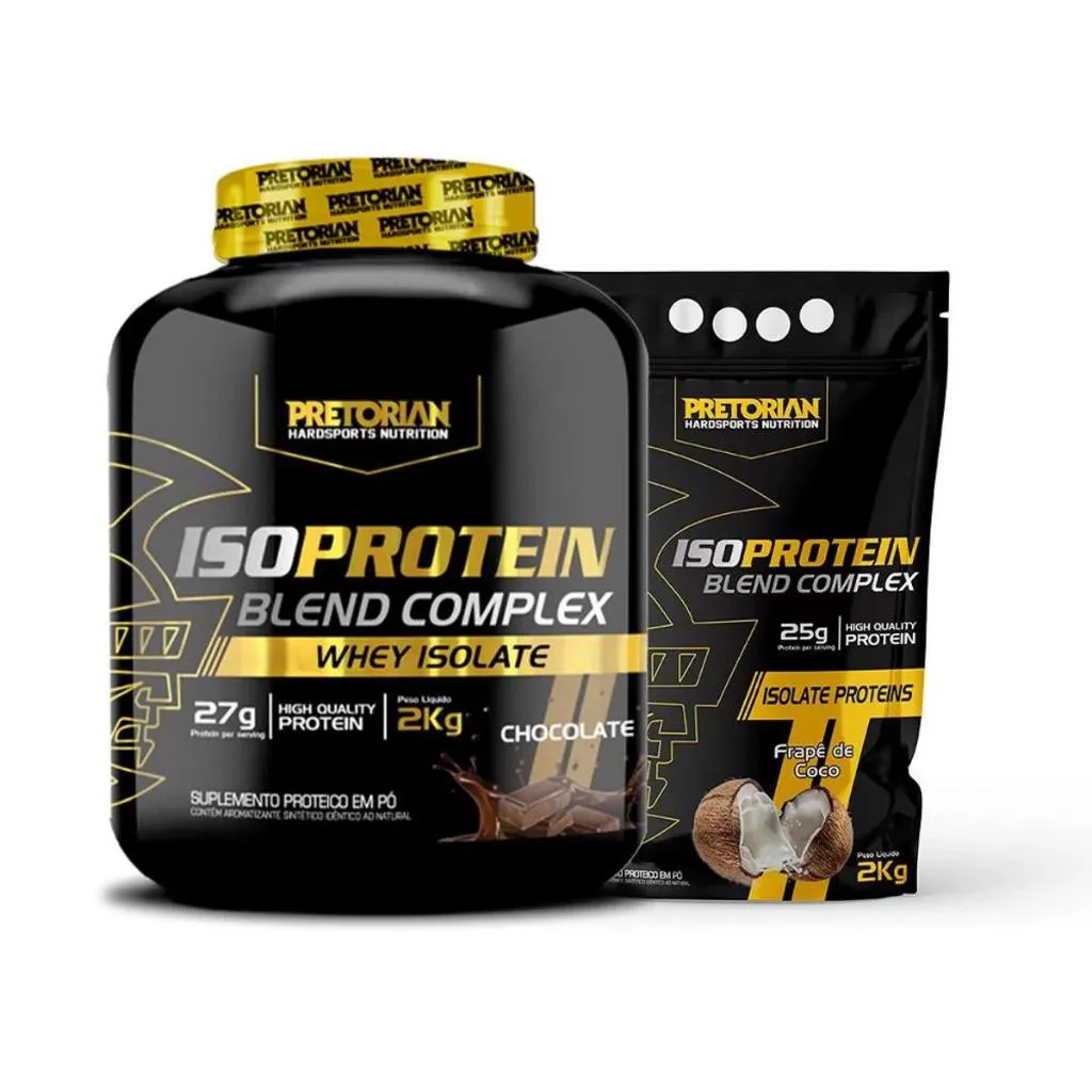 KIT 2 X WHEY PROTEIN COMPLEX ISO BLEND 2KG - PRETORIAN Chocolate E Frapê DE Coco