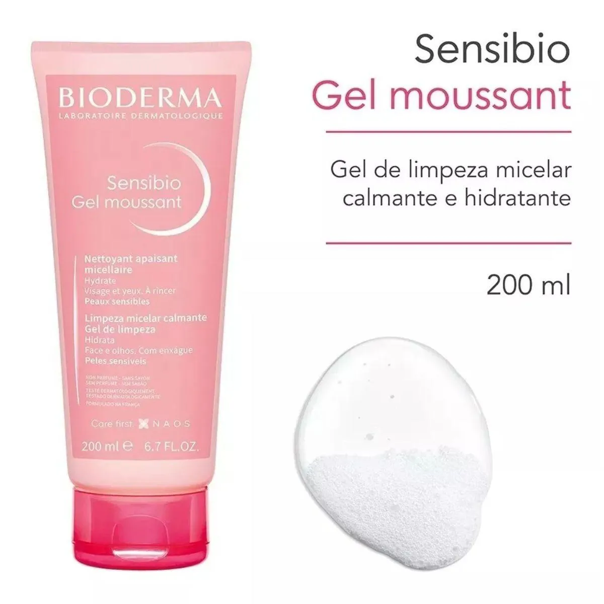 GEL DE LIMPEZA FACIAL BIODERMA - SENSIBIO GEL MOUSSANT - 200ML